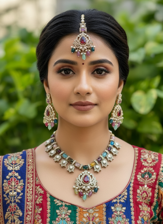 Multicolour Sia Kundan Jewellery Set