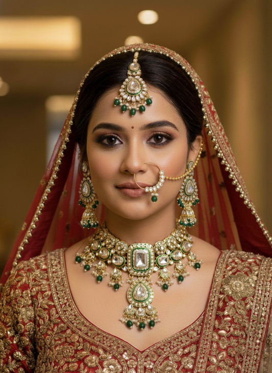 Green Clara Kundan Bridal Jewellery Set