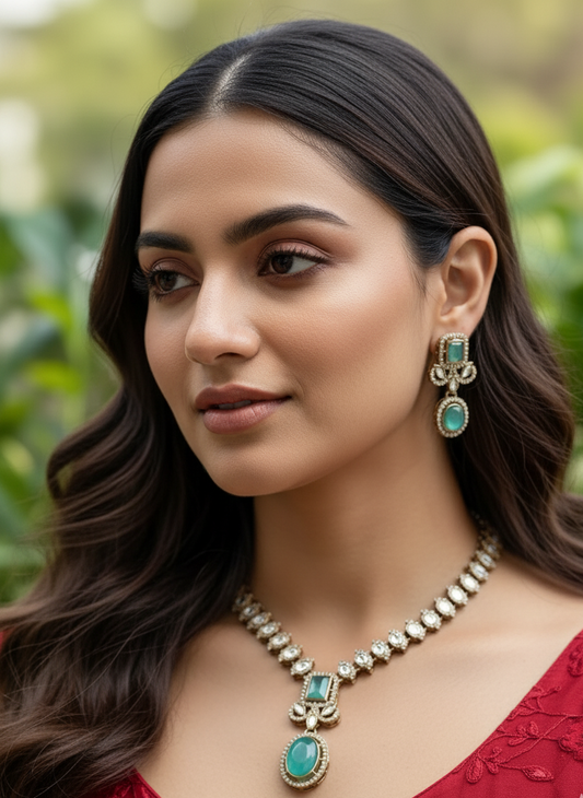 Mint Monolisa Kundan Jewellery Set