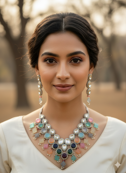 Multicolour Kavy Polki Jewellery Set (Refurbished)