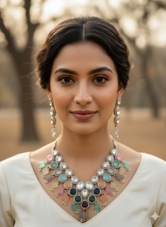 Multicolour Kavya Polki Jewellery Set