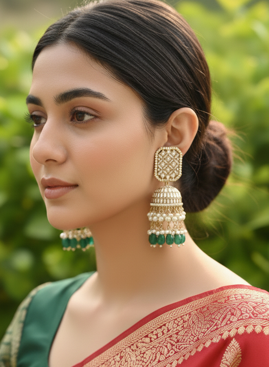 Green Sandya Jhumkis