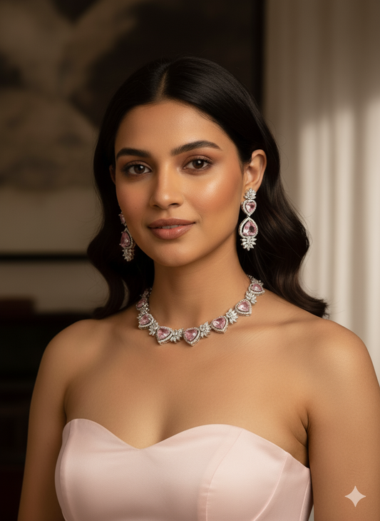 Pink Heart Zirconia Necklace