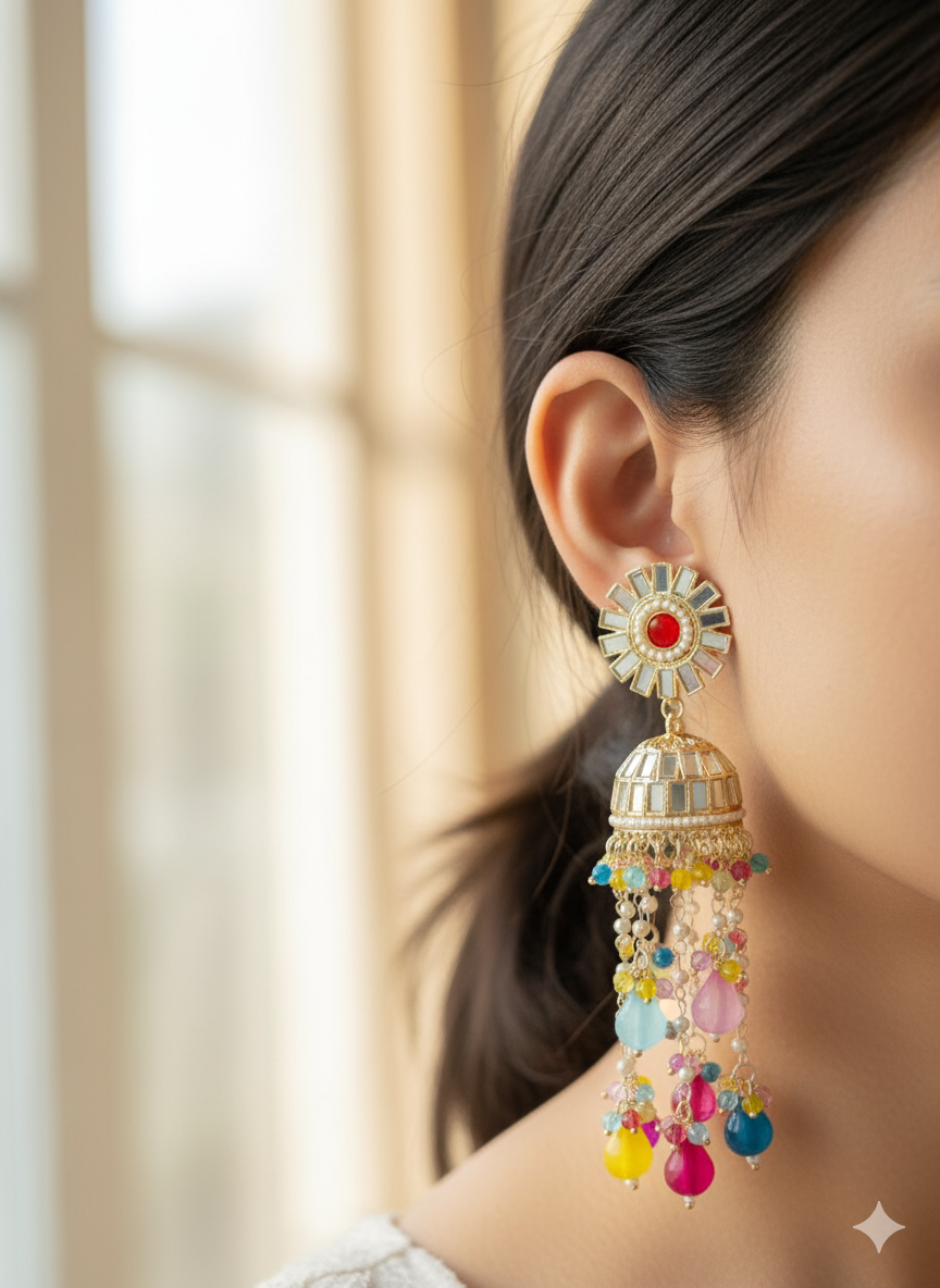 Multicolor Aakriti Jhumkis