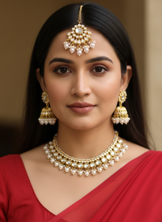 Ivory Charvi Kundan Jewellery Set