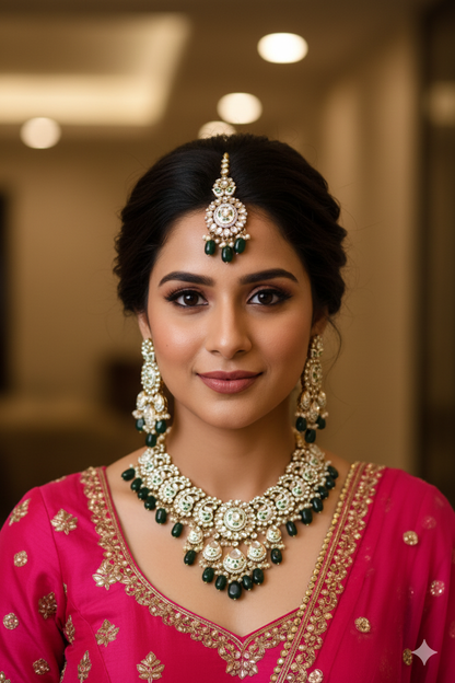 Green Vidya Kundan Jewellery Set