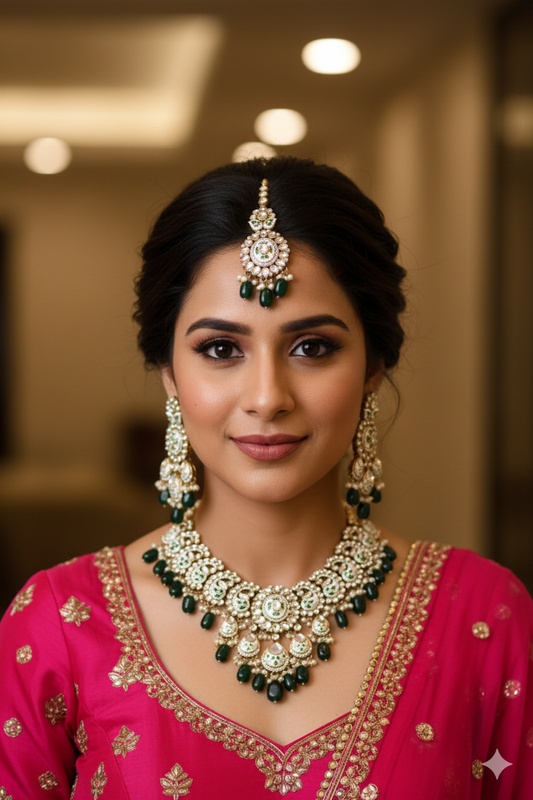 Green Vidya Kundan Jewellery Set