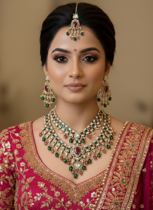 Multicolour Elara Kundan Bridal Jewellery Set