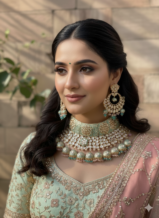 Mint Pink Niki Bridal Jewellery Set