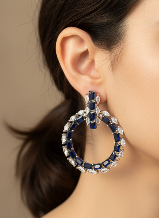Blue Aashvi Zirconia Bali Earrings