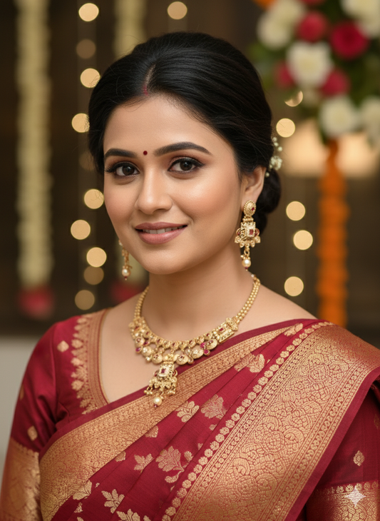 Red Mira Kundan Jewellery Set