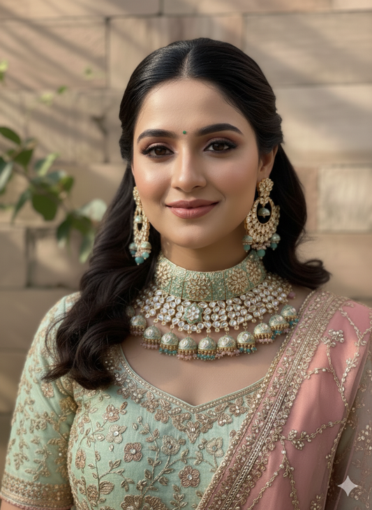 Mint Pink Niki Bridal Jewellery Set
