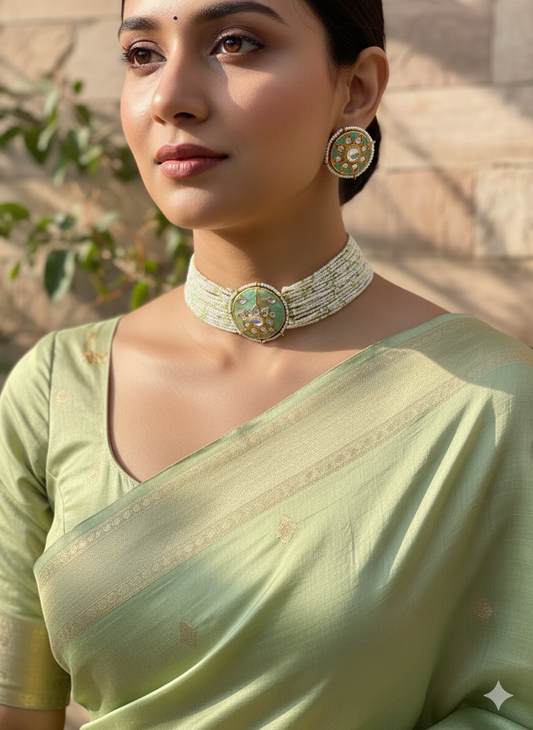 Mint Meena Kundan Choker Jewellery Set