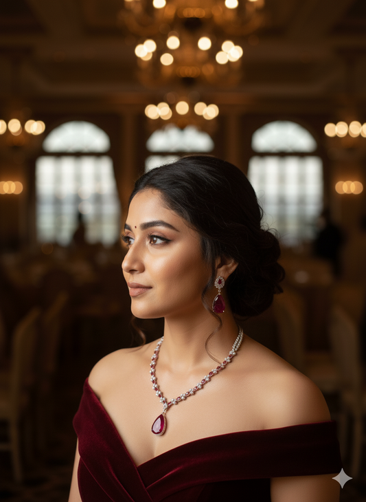 Ruby Drop Deepika Zirconia Jewellery Set
