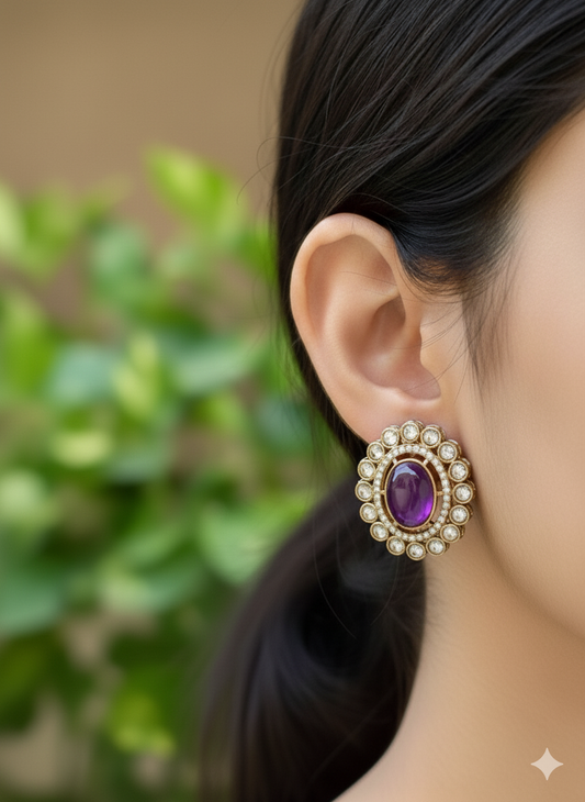 Antique Mauve Iris Studs