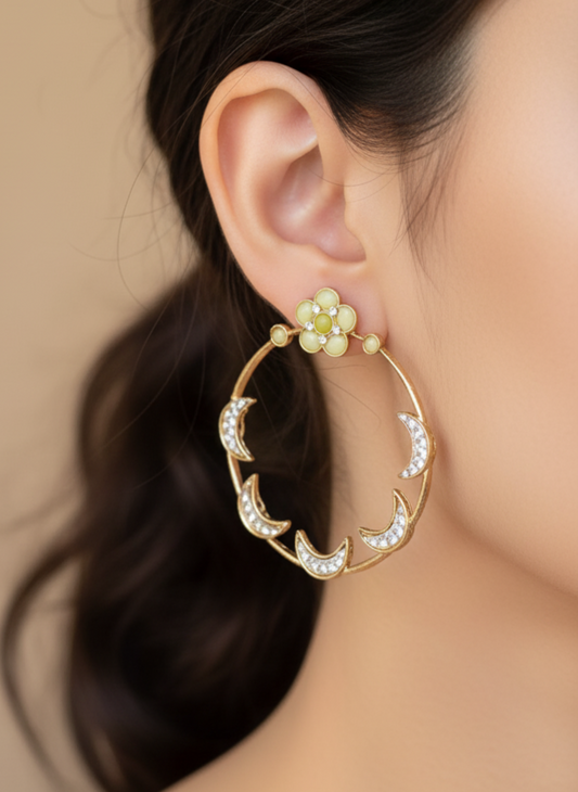 Pista Green Geet Hoops Chandbalis