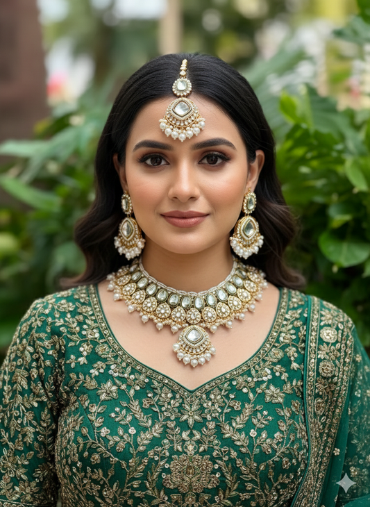 Ivory Krati Kundan Jewellery Set