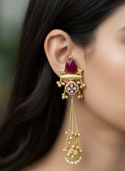 Maroon Yashmi Kashmiri Earrings