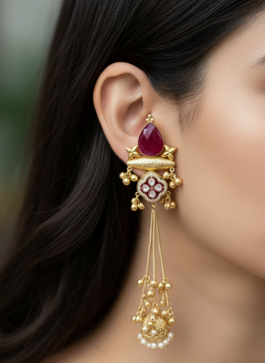 Maroon Yashmi Kashmiri Earrings