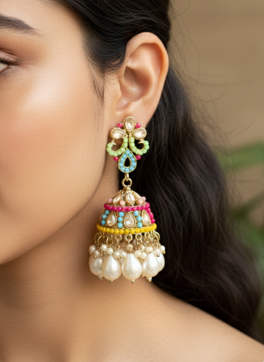 Multicolour Ridhya Jhumkis