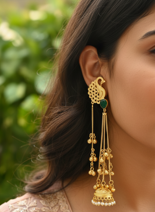Green Nargis Kashmiri Earrings