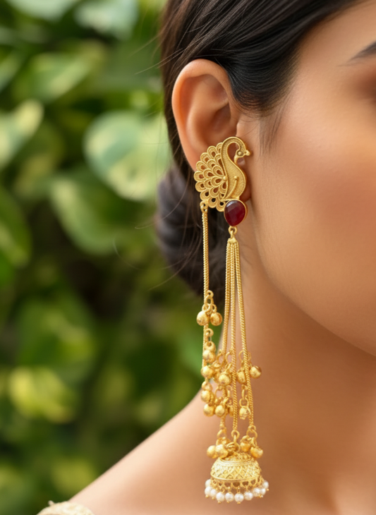 Maroon Nargis Kashmiri Earrings