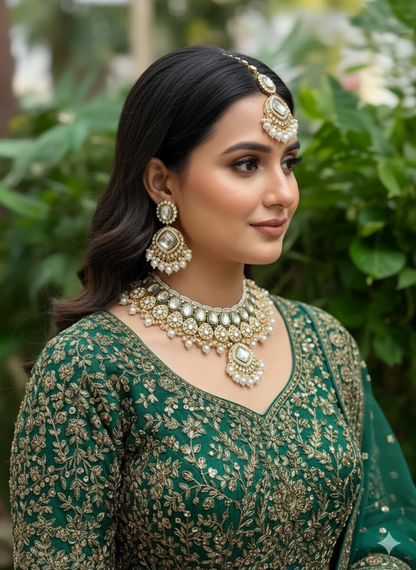 Ivory Krati Kundan Jewellery Set