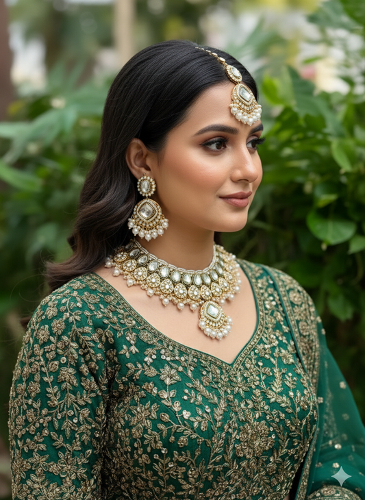 Ivory Krati Kundan Jewellery Set