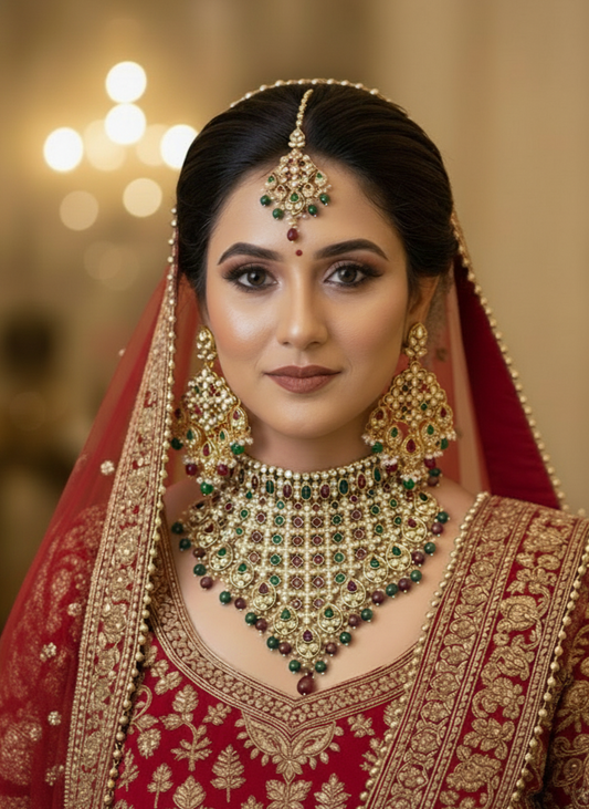 Multicolour Amly Kundan Bridal Jewellery Set
