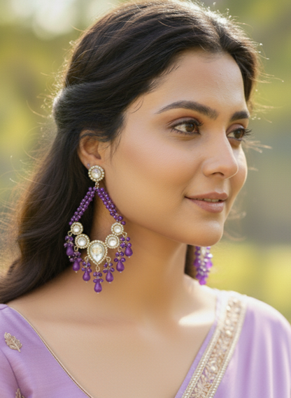 Kundan Purple Aria Danglers