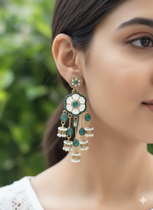 Rama Green Amara Kundan Danglers