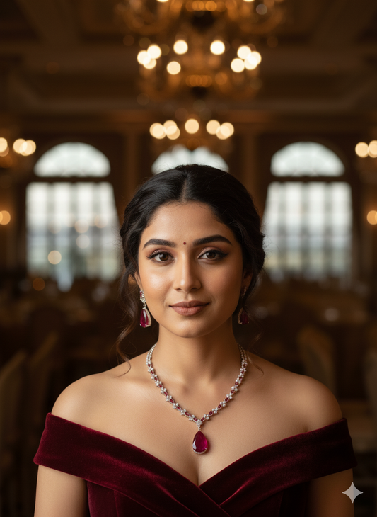 Ruby Drop Deepika Zirconia Jewellery Set
