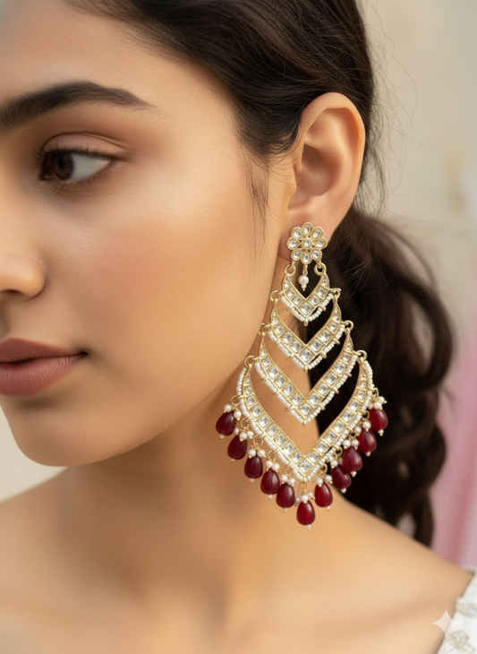 Maroon Palak Danglers
