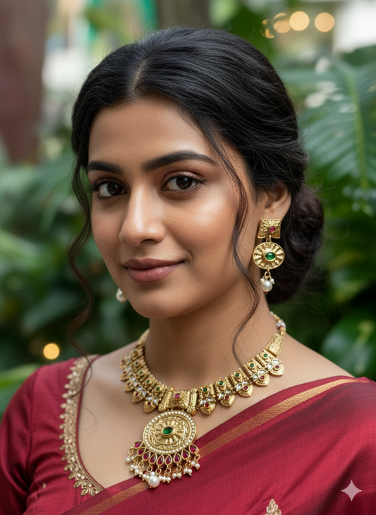 Multicolour Vanya Kundan Jewellery Set
