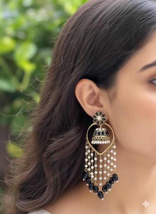 Black 3 in 1 Earrings Set