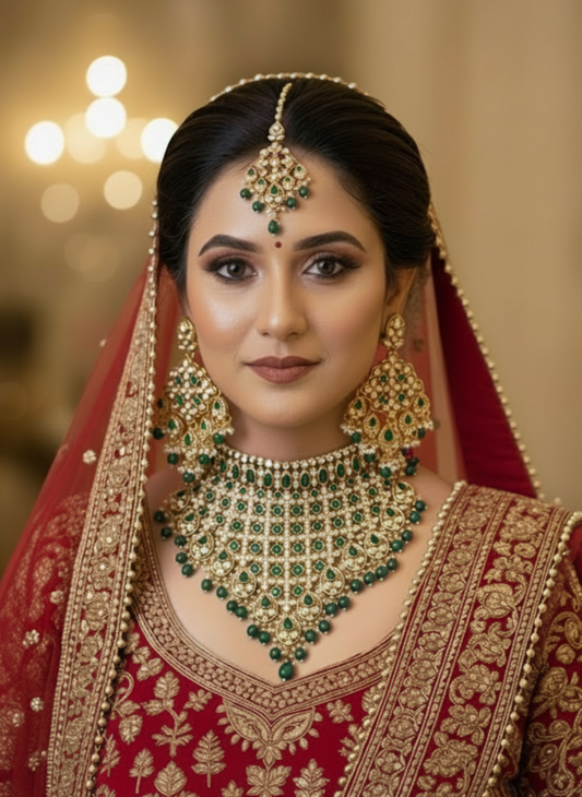 Green Amly Kundan Bridal Jewellery Set