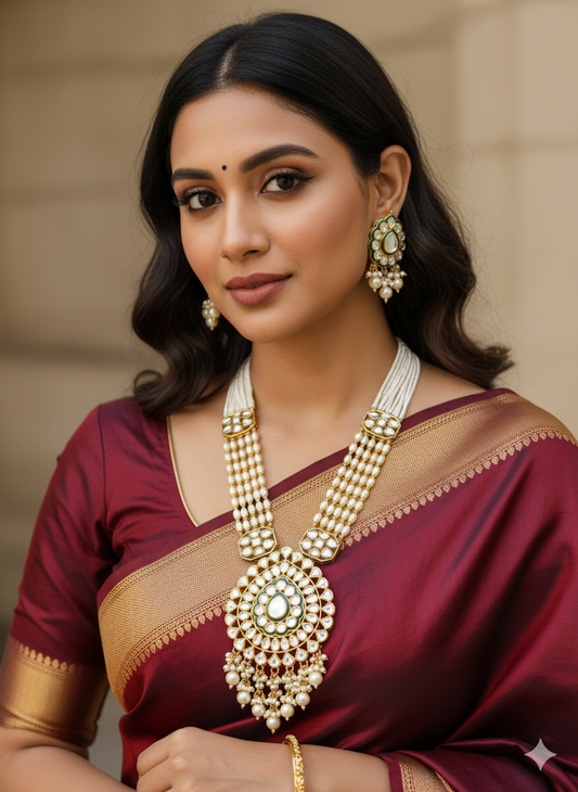 Ivory Alina Kundan Rani Haar Jewellery Set