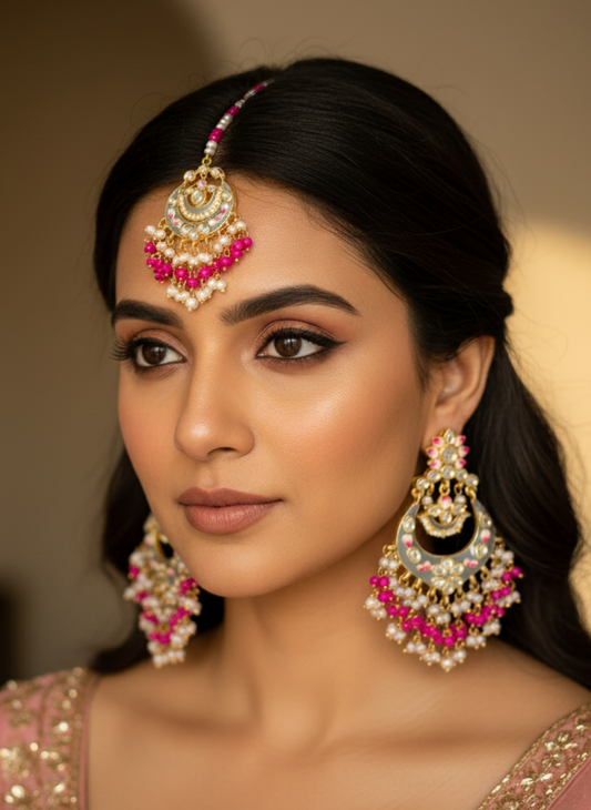 Pink Grey Veda Earrings Tika