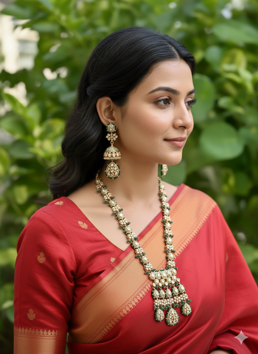 Green Avni Kundan Jewellery Set