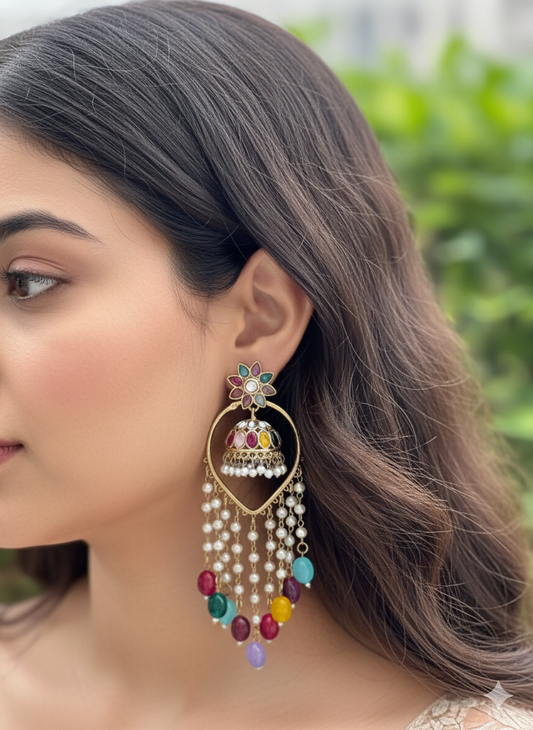 Multicolour 3 in 1 Earrings Set