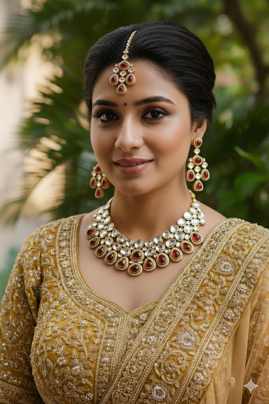 Maroon Kirti Kundan Jewellery Set