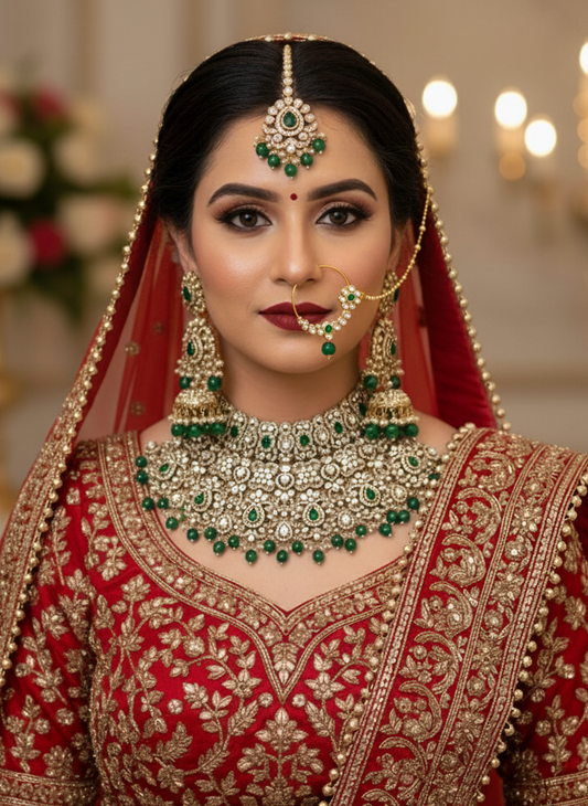 Green Myra Kundan Bridal Jewellery Set