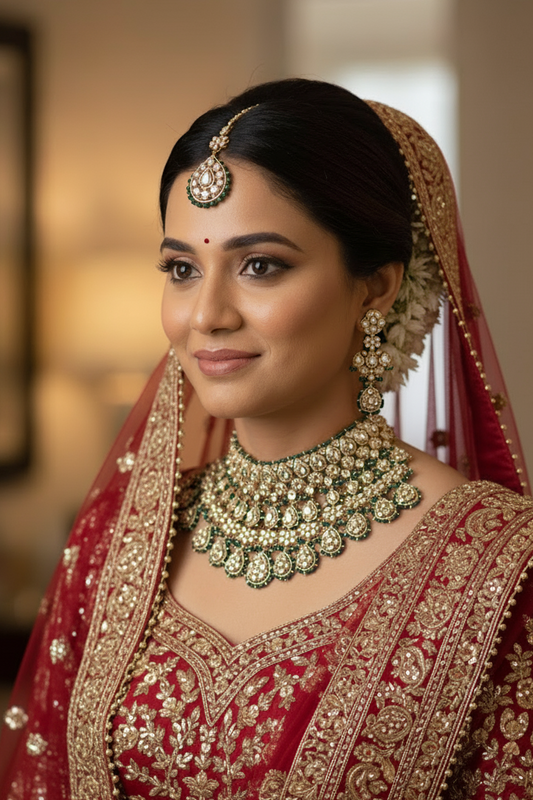 Green Navya Kundan Bridal Jewellery Set