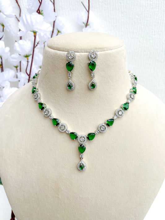 Emerald Drop Jiva Zirconia Necklace