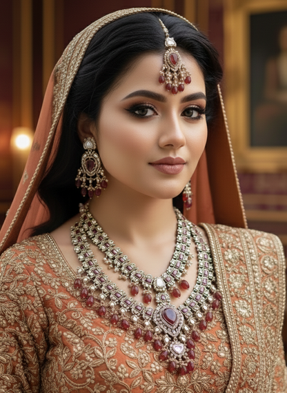 Maroon Elara Kundan Bridal Jewellery Set