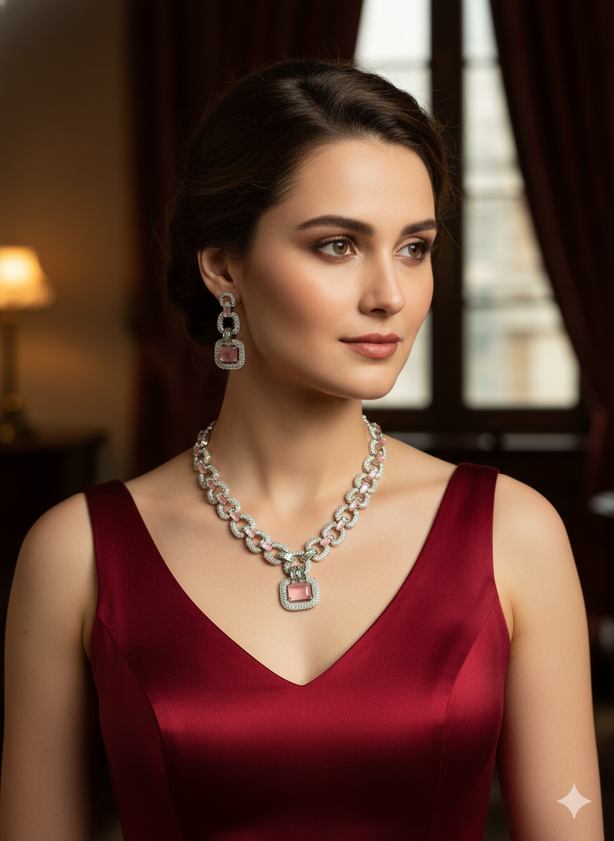 Pink Raini Zirconia Jewellery Set