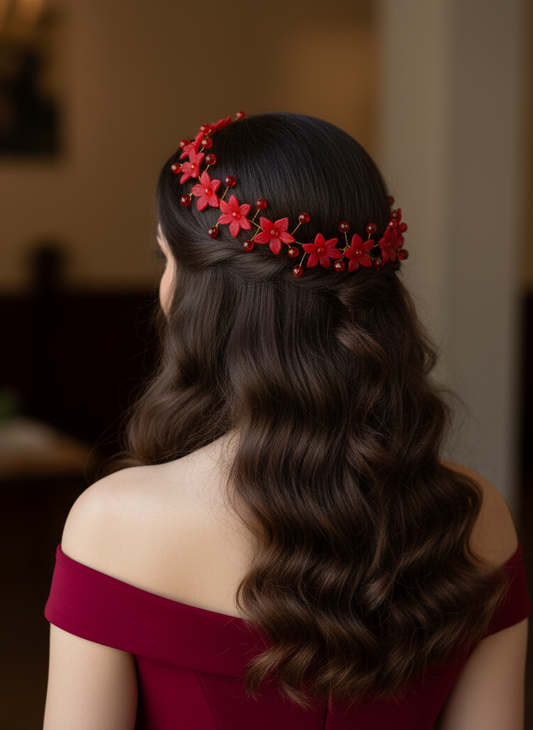 Red Ramya Hair Tiara