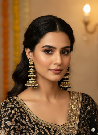 Black Aadha Jhumkis