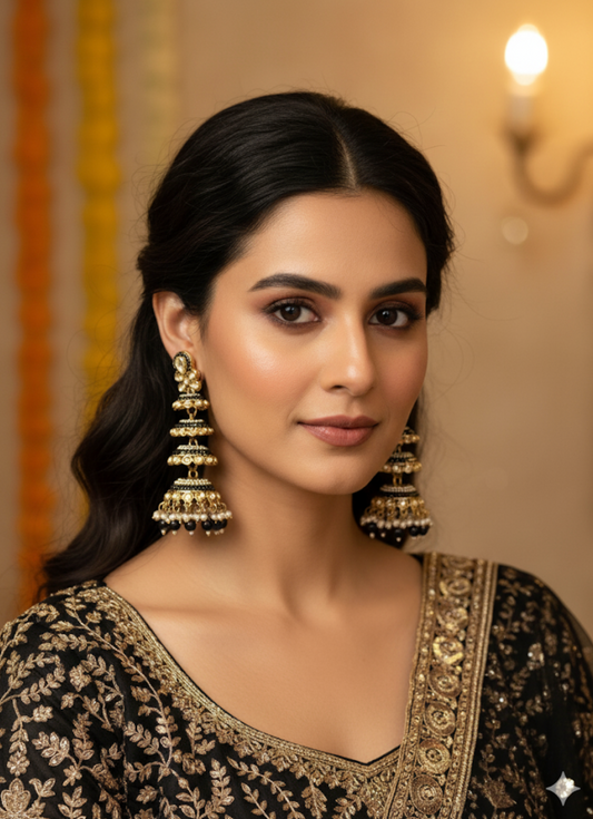 Black Aadha Jhumkis