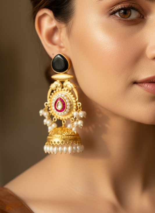 Black Meher Kashmiri Earrings